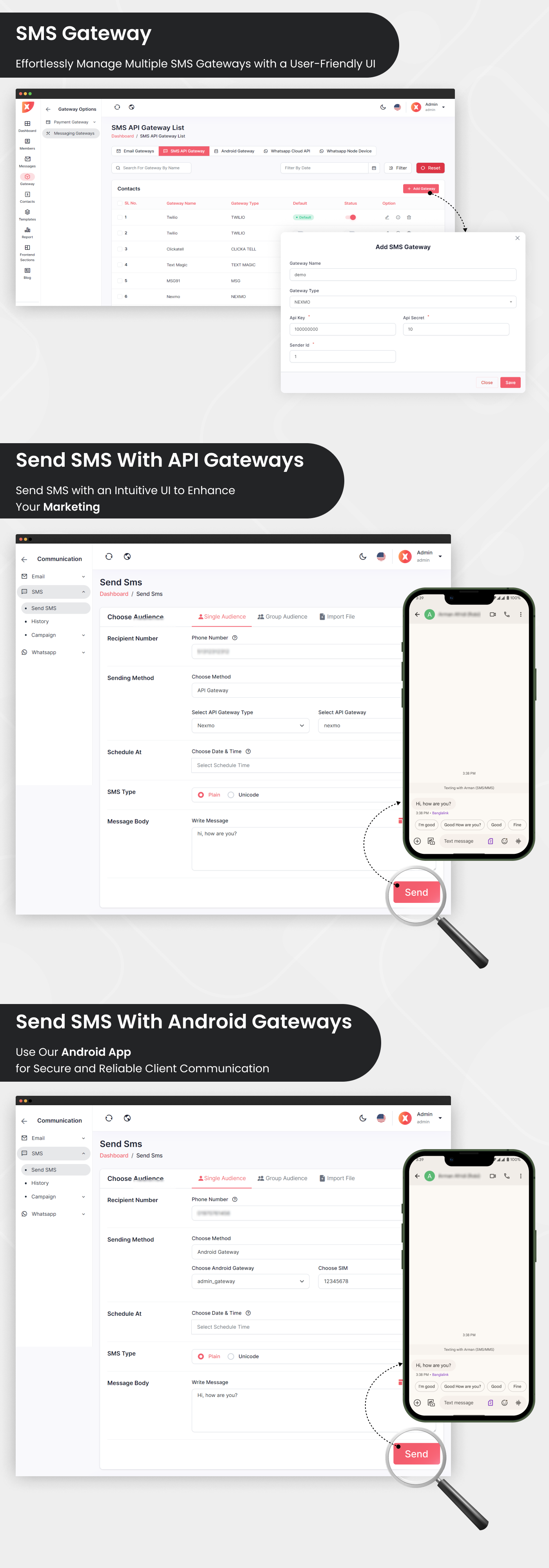 Sendnova - Bulk Email, SMS and WhatsApp Messaging Application - Feature showcase 4
