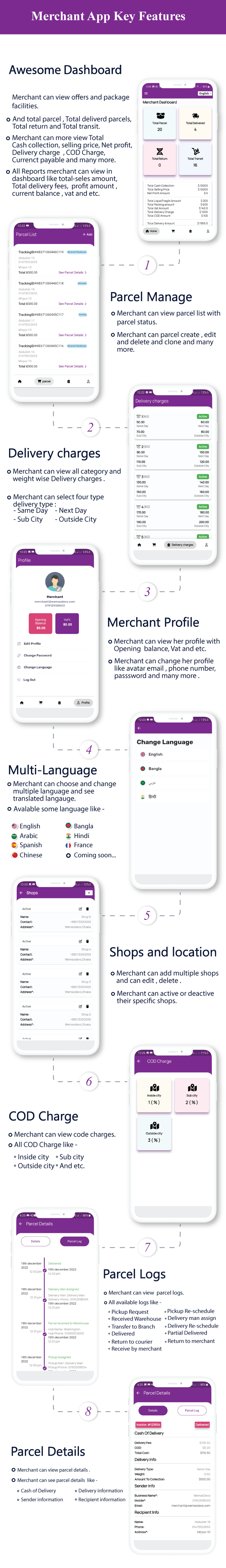 CourierSquad - SaaS Multi-Tenancy Courier and Logistics Management - Merchant, Delivery App - Feature showcase 10
