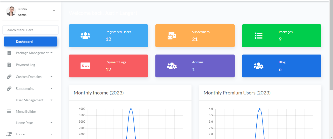 Website Builder SaaS Dashboard