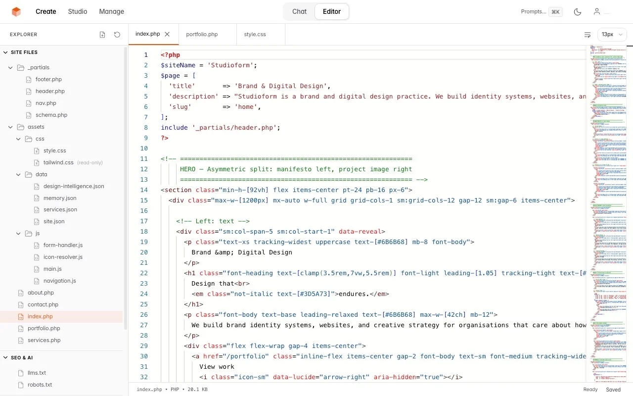 Visual editor interface