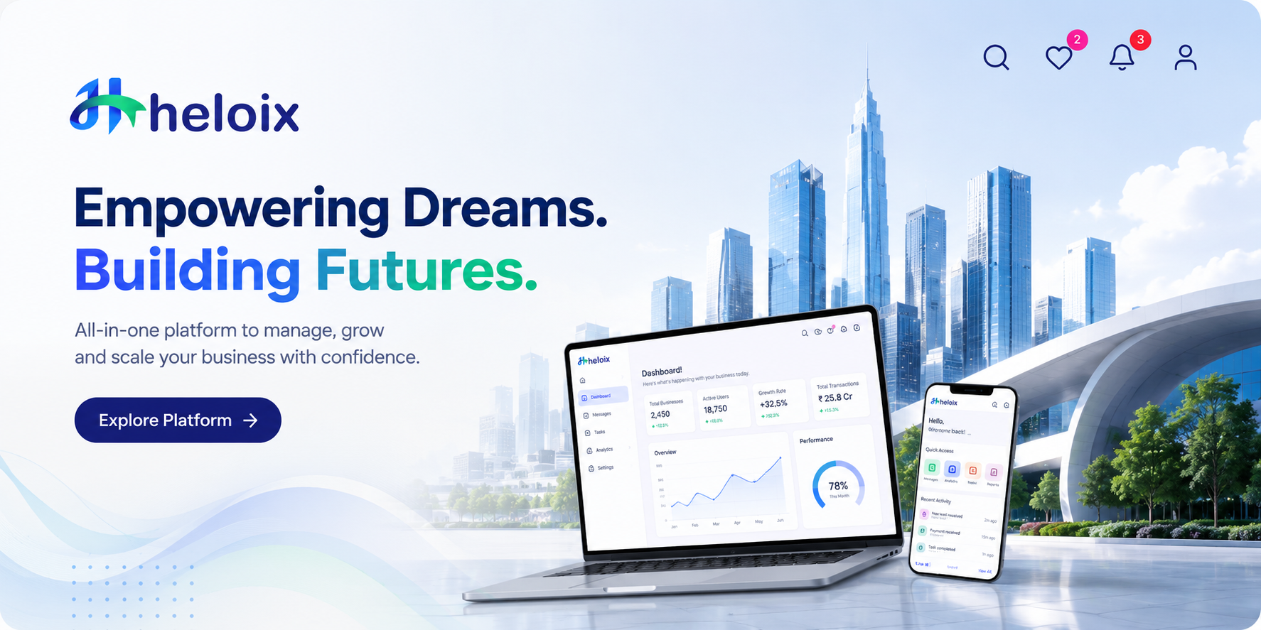 Heloix – Empowering Dreams, Building Futures. All-in-one platform to manage, grow and scale your business.