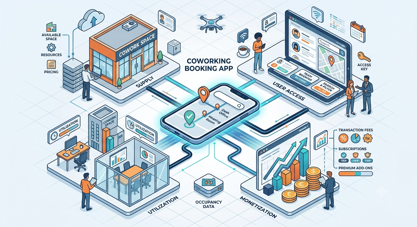 Coworking Space Booking App Business Model Explained for Beginners